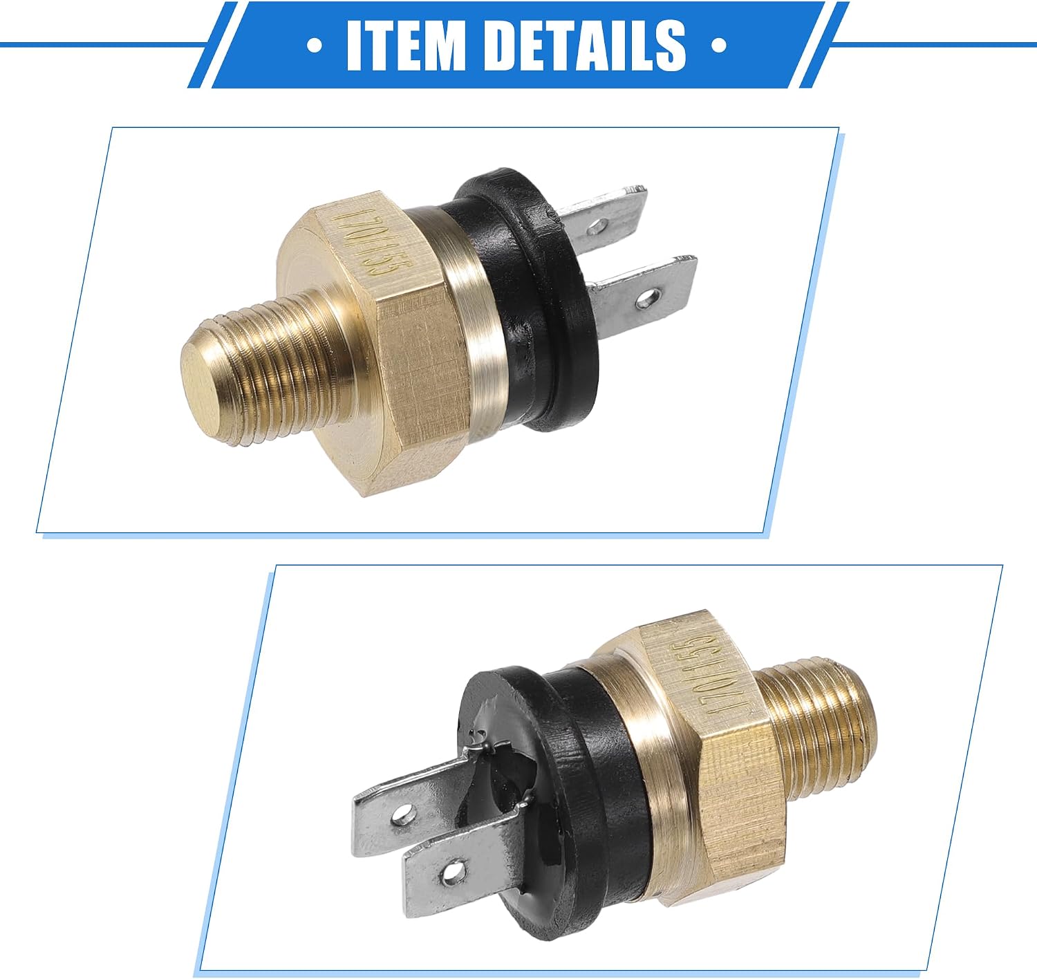 Coolant Hose Thermostat Switch Kit, 6AN 170'F on - 155'F Off Transmission Cooler Sensor Fan Oil Cooler Radiator Electric Switch Fitting Universal for Car Truck Metal Black