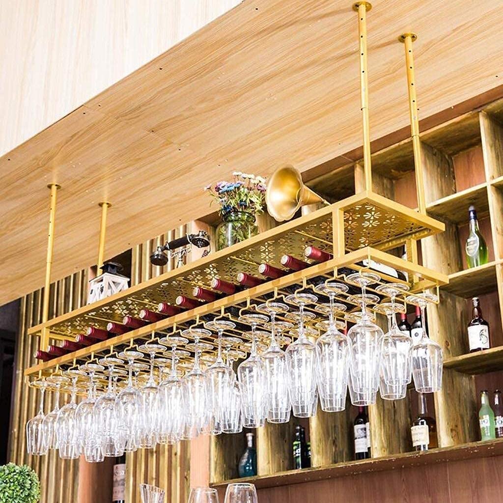 Wine Rack Wall Mounted - Wall Mounted Wine Rack, 6/8/10/12 Bottle Holder, Tall Vertical Wine Storage Rack, Small Wine Rack for Bar, Wine Cellar, Kitchen, Gold