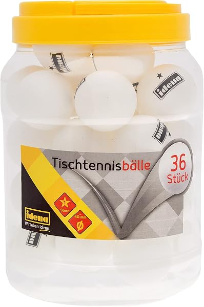 Idena 40169 - Palline da ping pong 36 pezzi, colore bianco, diametro circa 4 cm, secondo le direttive ITTF, qualità 1 stella, per il club, il tempo libero e gli appassionati di sport - 1