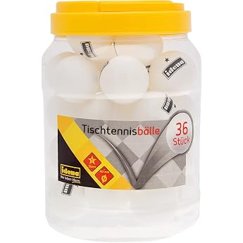 Idena - Table Tennis Balls Pack of 36 in White, Diameter Approx. 4 cm According to ITTF Competition Guidelines, 1 Star Qualit