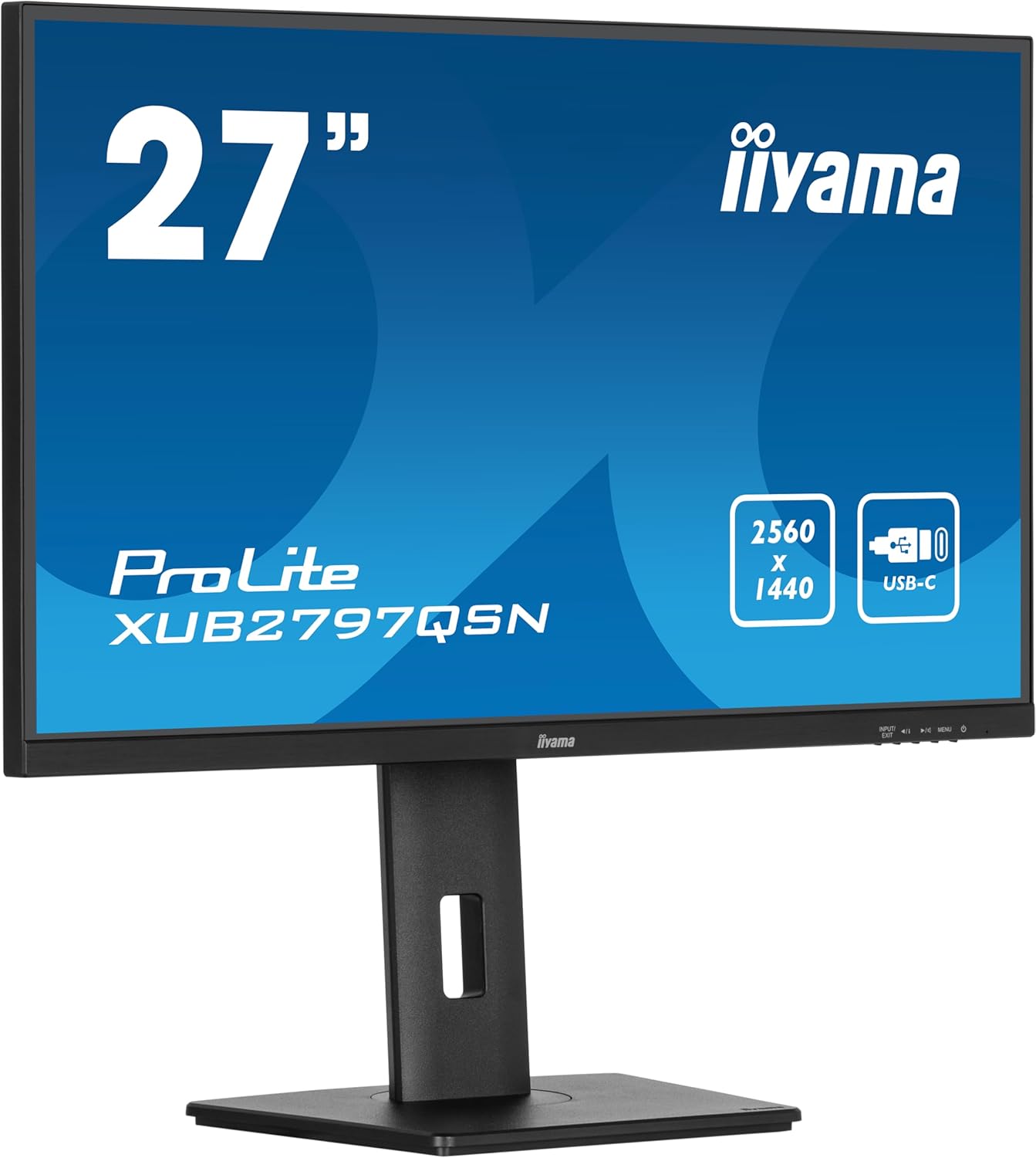 iiyama Prolite XUB2797QSN-B2 68.5 cm 27 Inch IPS LED Monitor WQHD 100Hz HDMI DP-in/Out DaisyChain USB 3.2 USB-C Dock 65W LAN Slim-Line Height Adjustment Pivot AdaptiveSync Black – iiyama product photo