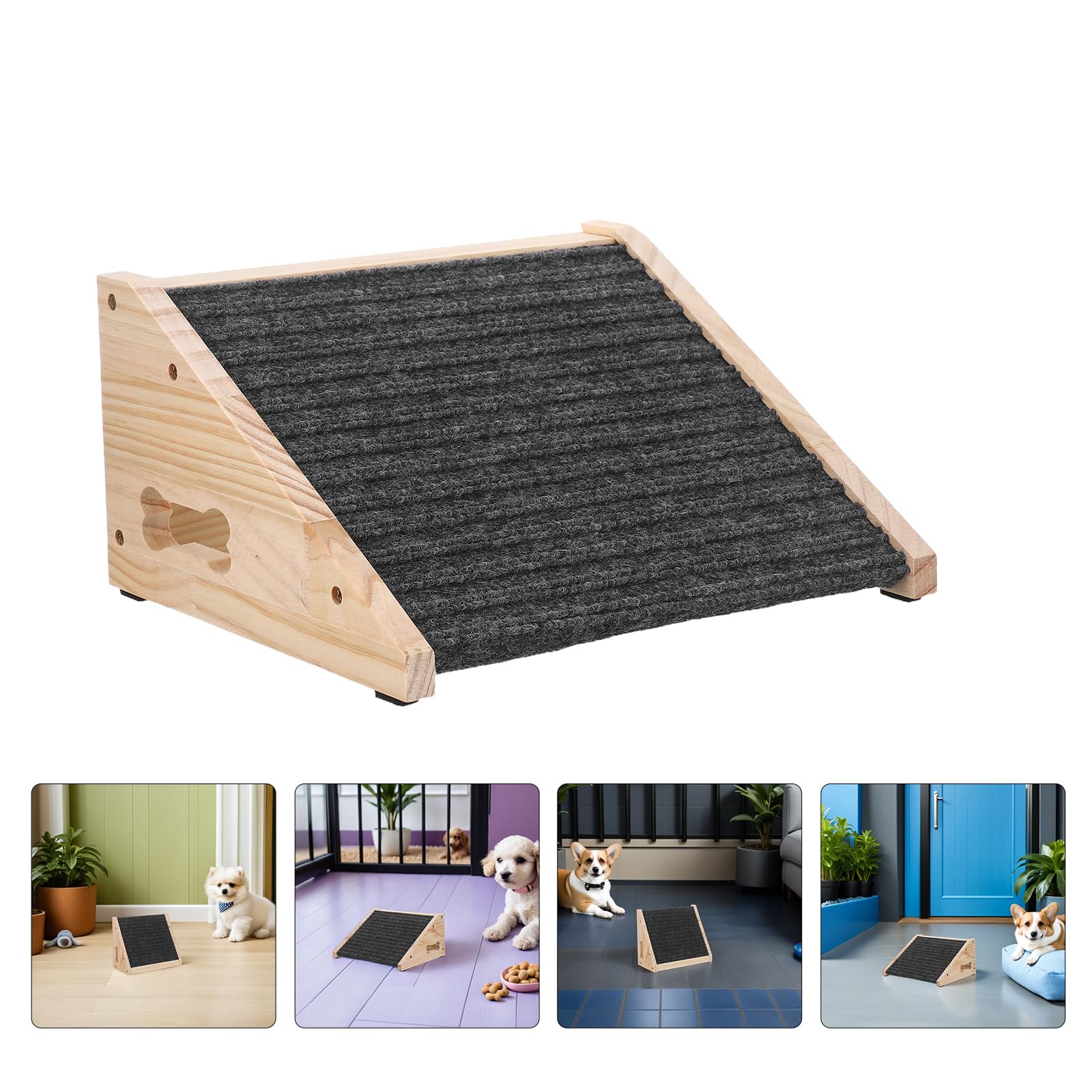 Holz Hunderampe Sanfte Steigung mit Rutschfester Oberfläche 2 Stück Schwarze Haustierrampe für Hunde und Welpen für Innenbereich und Reisen