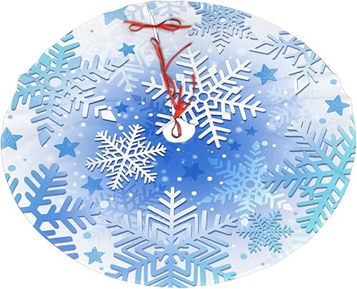 Falda de árbol de Navidad de invierno con copo de nieve azul y blanco de 36 pulgadas para Navidad, vacaciones, Año Nuevo, fiesta, círculo, adorno de