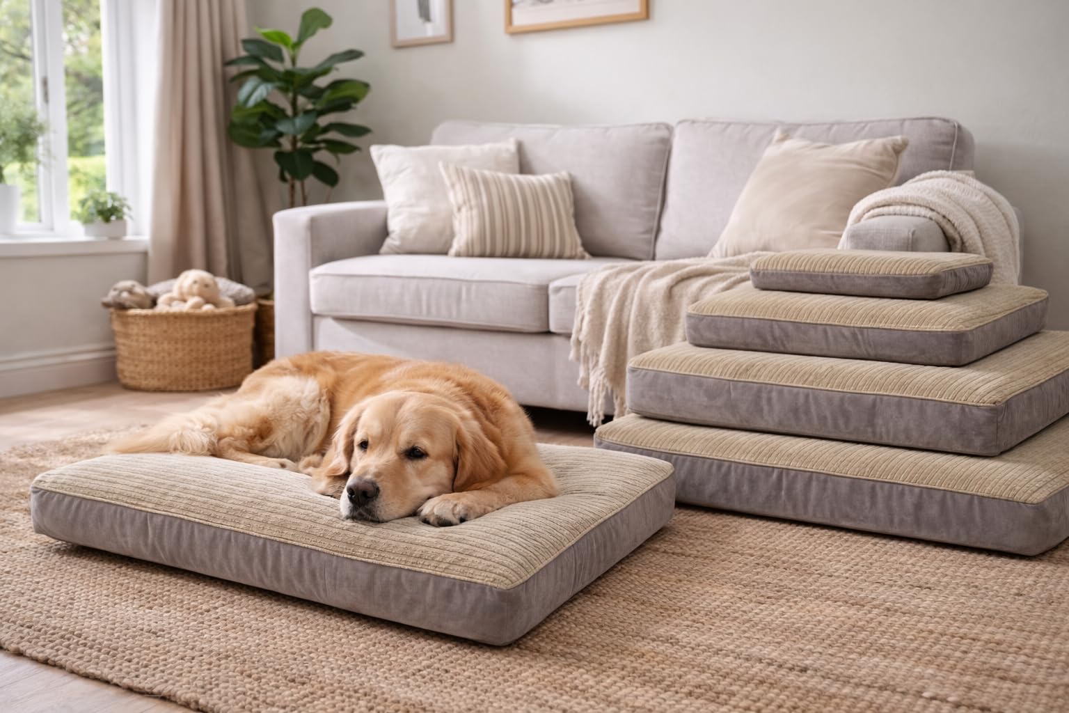 Hometex Luxury limestone jumbo cord velvet upholstery box dog bed Pet Bed Cover only (L)