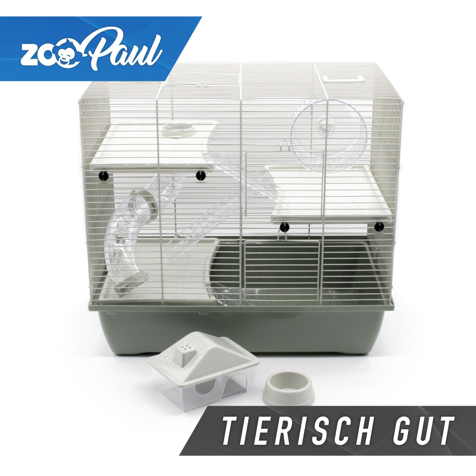 ZooPaul Nagerkäfig Hamsterkäfig Deluxe Pastel in grau grün inkl. Zubehör für Kleintiere Nager Hamster usw.