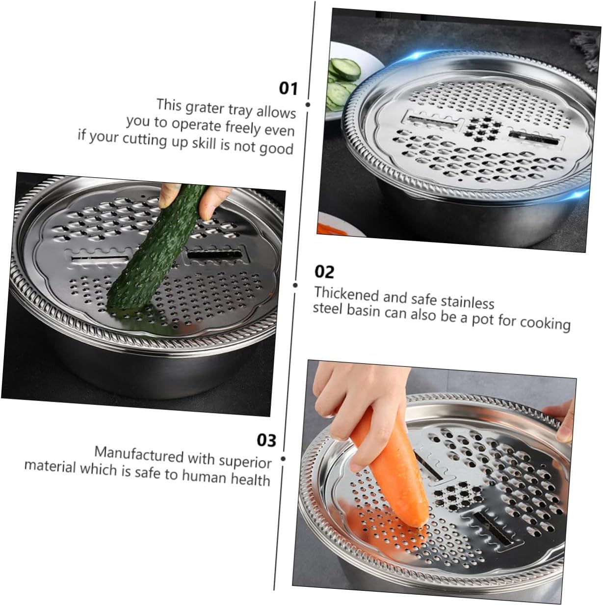 DECHOUS 2pcs Multifunctional Slicer Tray Basin Set Kitchen Supplies Fine Mesh Strainer Slicer Wash Rice Tool Rustless for Easy Cleaning