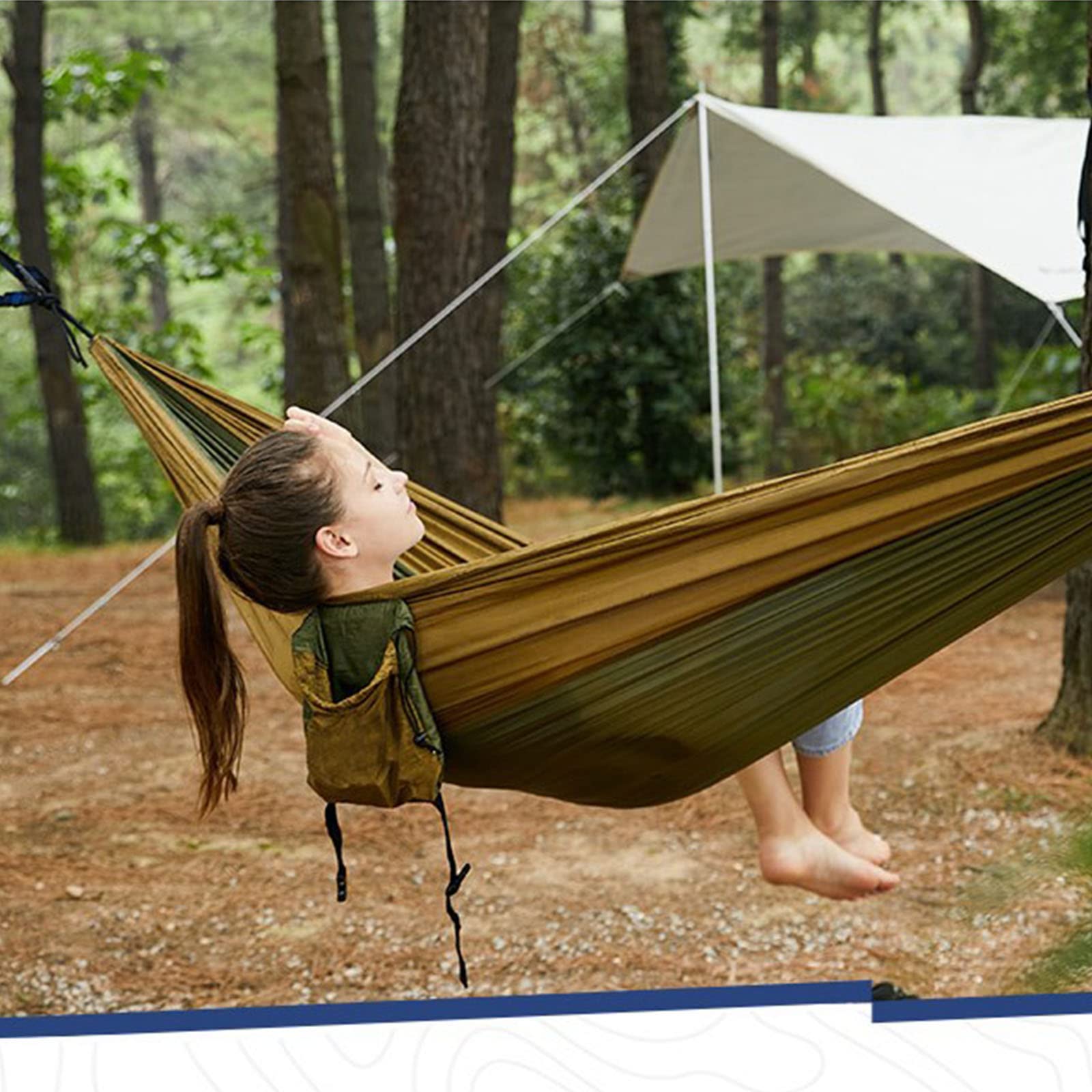 Hamaca de Ocio para Parque al Aire Libre, Equipo de Campamento de Campo, Hamaca de Malla de cinturón Engrosada