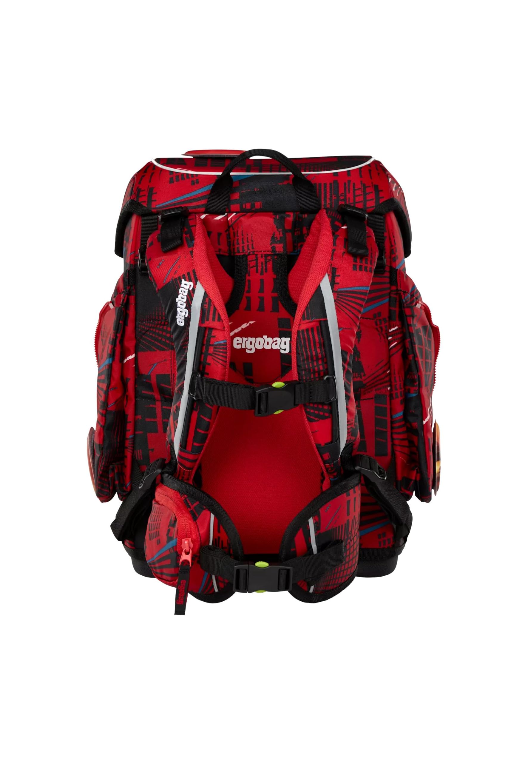 ergobag Schulranzen-Set cubo Set AlarmBärreitschaft - Rot | Ergonomischer Schulranzen Klassisch, 5-teilig, für die 1. Klasse Grundschule, Kollektion AW24/25