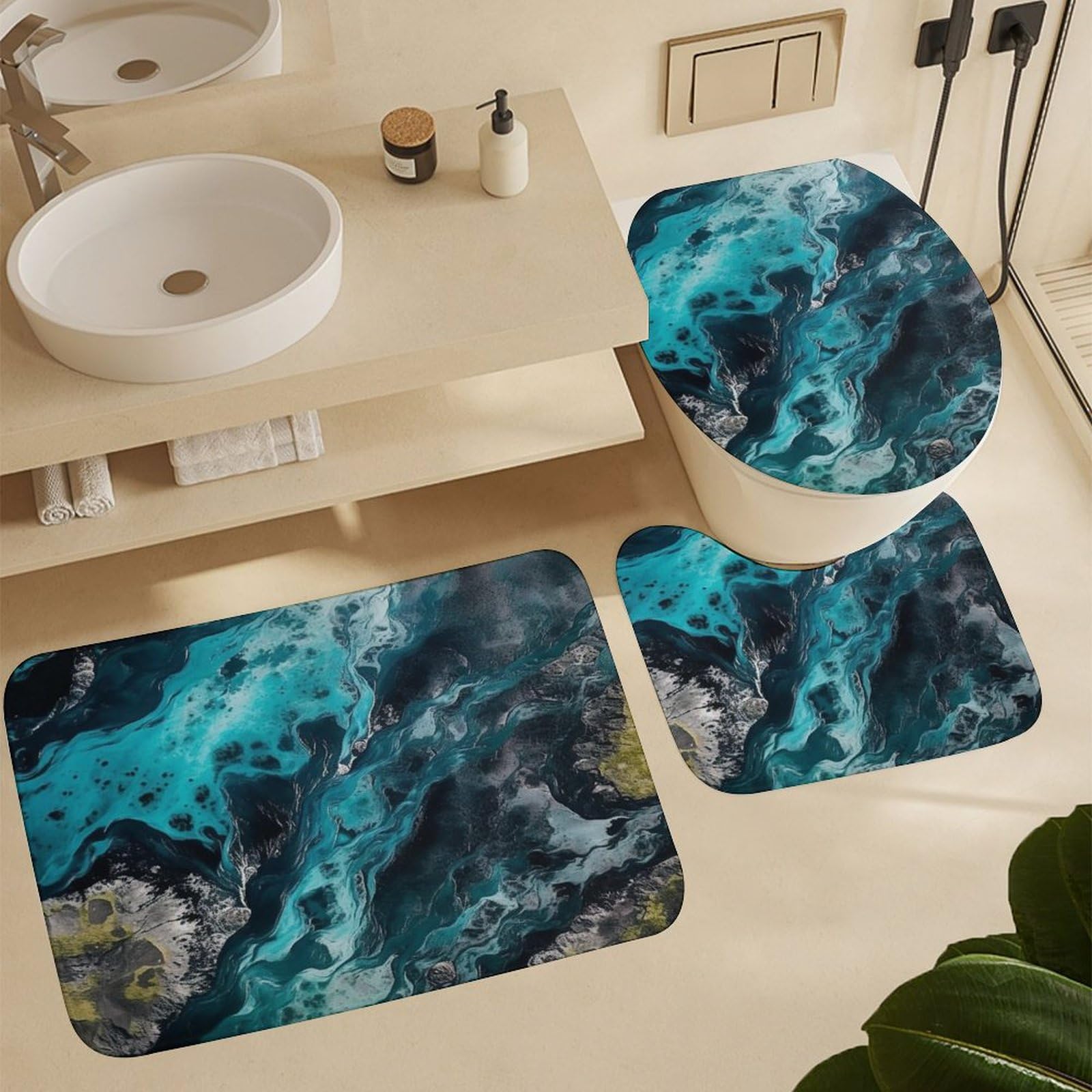 Ensemble salle de bain trois pièces tapis de bain rivière pour cuisine et chambre