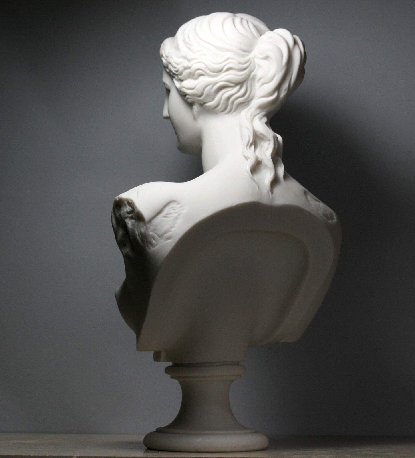 Aphrodite Göttin Venus de Milo Büste Kopf aus gegossenem Marmor, griechische Skulptur, Reinweiß, 53 cm