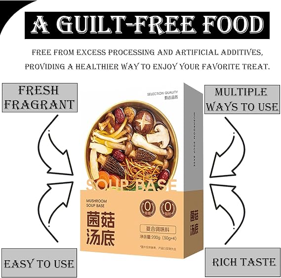 Authentic Chinese Hot Pot Soup Base Seasoning, Sichuan Spicy-Style Hotpot Broth Sauce, Soup Base for Chinese Fondue and Cooking(Mushroom soup)