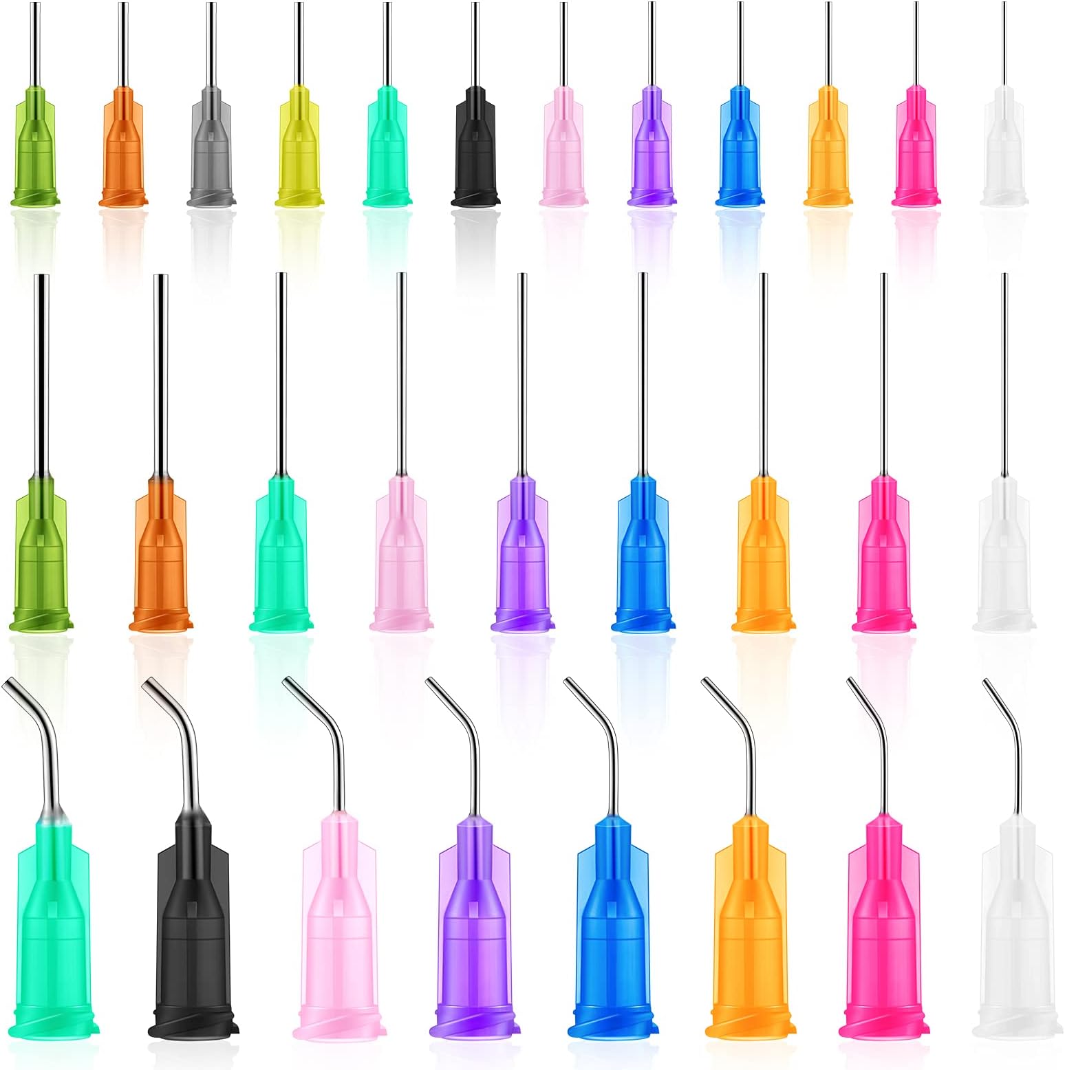 90 Pieces Blunt Tip Dispensing Needle with Luer Elbow Blunt Needle 1inch 0.5inch Industrial Liquid Dispenser Needle Stainless Steel Pet Syringe Needle for Adhesive Glue Dispensing 3 Styles All Gauge