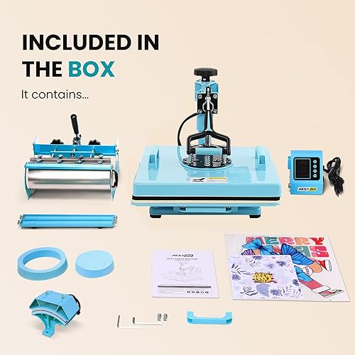 Miniatura 3 de Prensa de calor mejorada de 15 x 15 pulgadas, máquina de prensa de calor 5 en 1 con prensa para vasos, tazas y sombreros, prensa digital de camisas