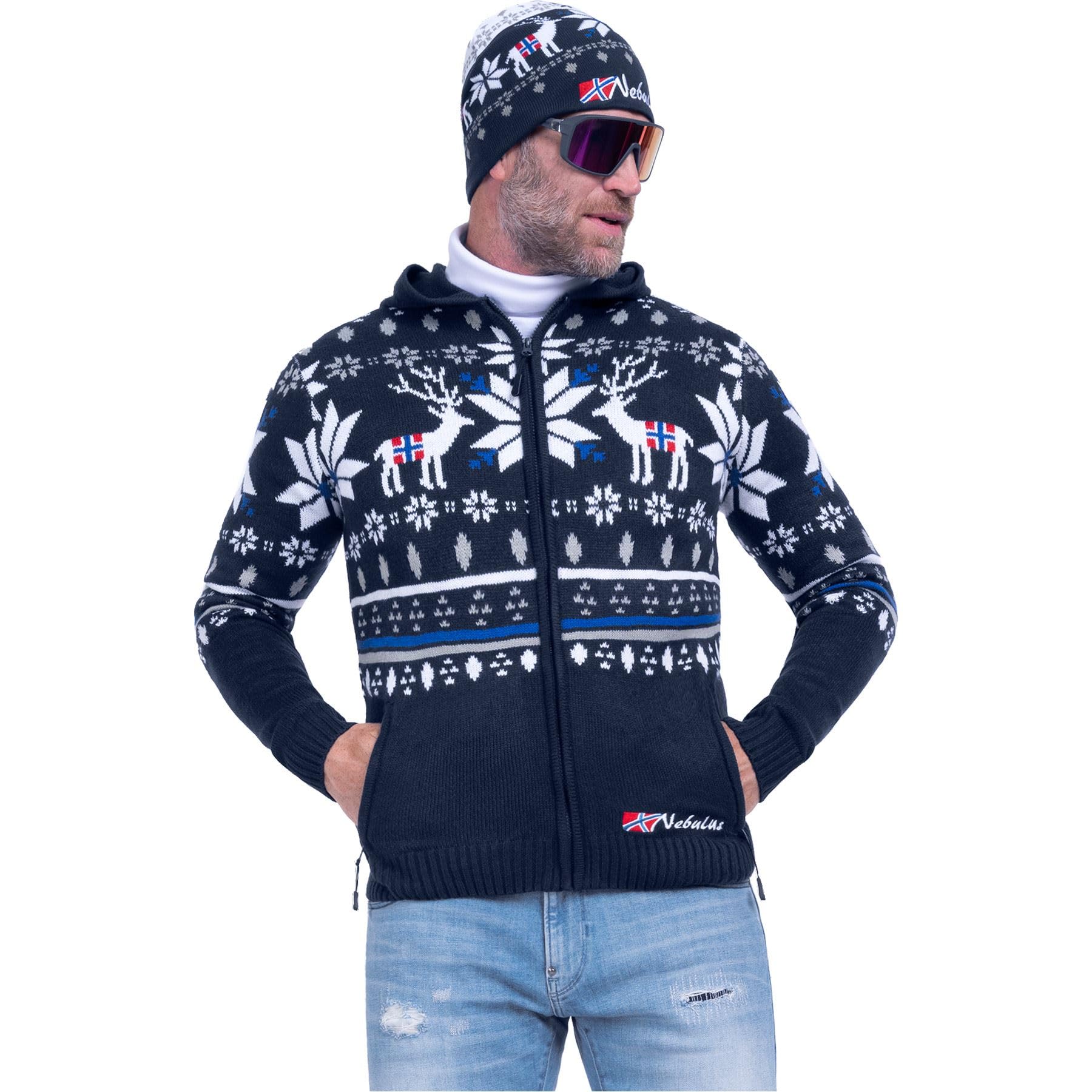 Nebulus Herren Jacke NORMAX, mit Kapuze, schicker Pullover im Norweger-Style