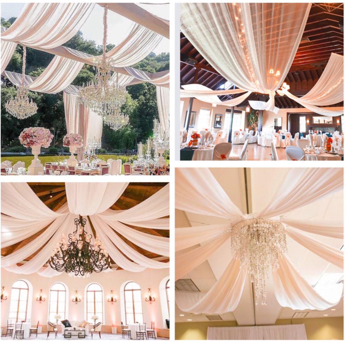 Hochzeits-Chiffon-Vorhänge, elastisches Dekotuch für Hochzeiten, einfarbiges Chiffon-Hängetuch mit Stangentasche, Party-Dekoration für Veranstaltungen und Feiern (rot, 150 * 600cm)