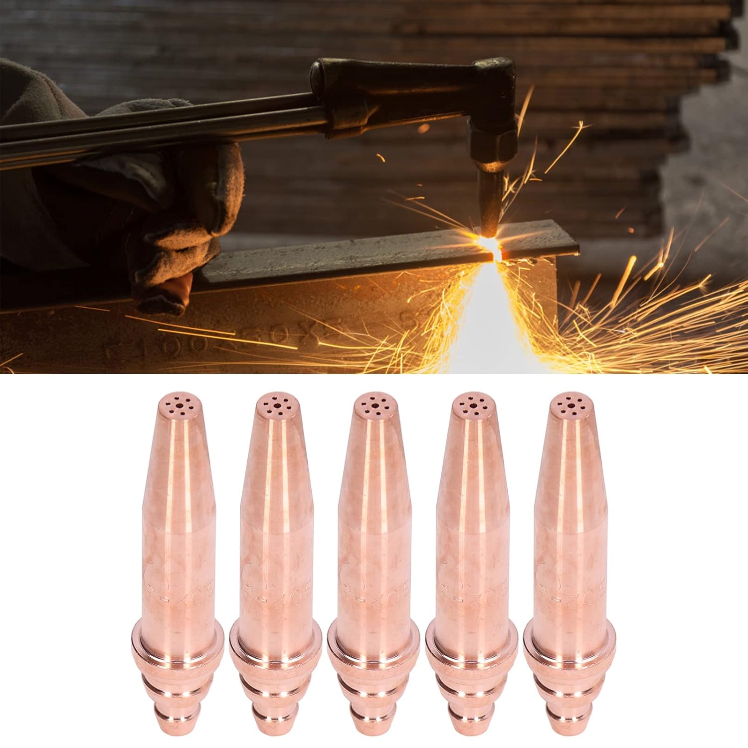 5Pcs G02-3 Acetylene Flame Cutting Tip Isobaric Torch Tip Equal Pressure Cutting Nozzle Industrial Welding Consumables Gas Soldering and Cutting Kits