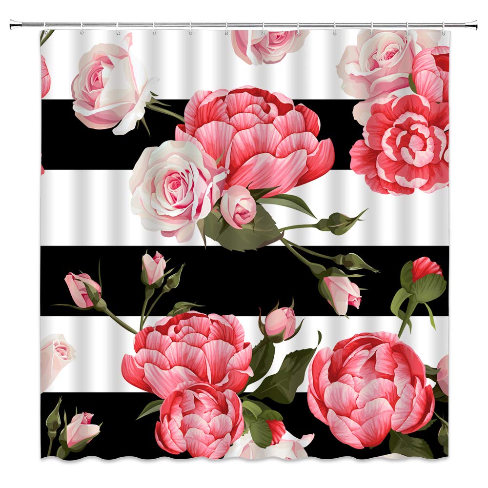 White Black Pink Curtains Curtains & Drapes