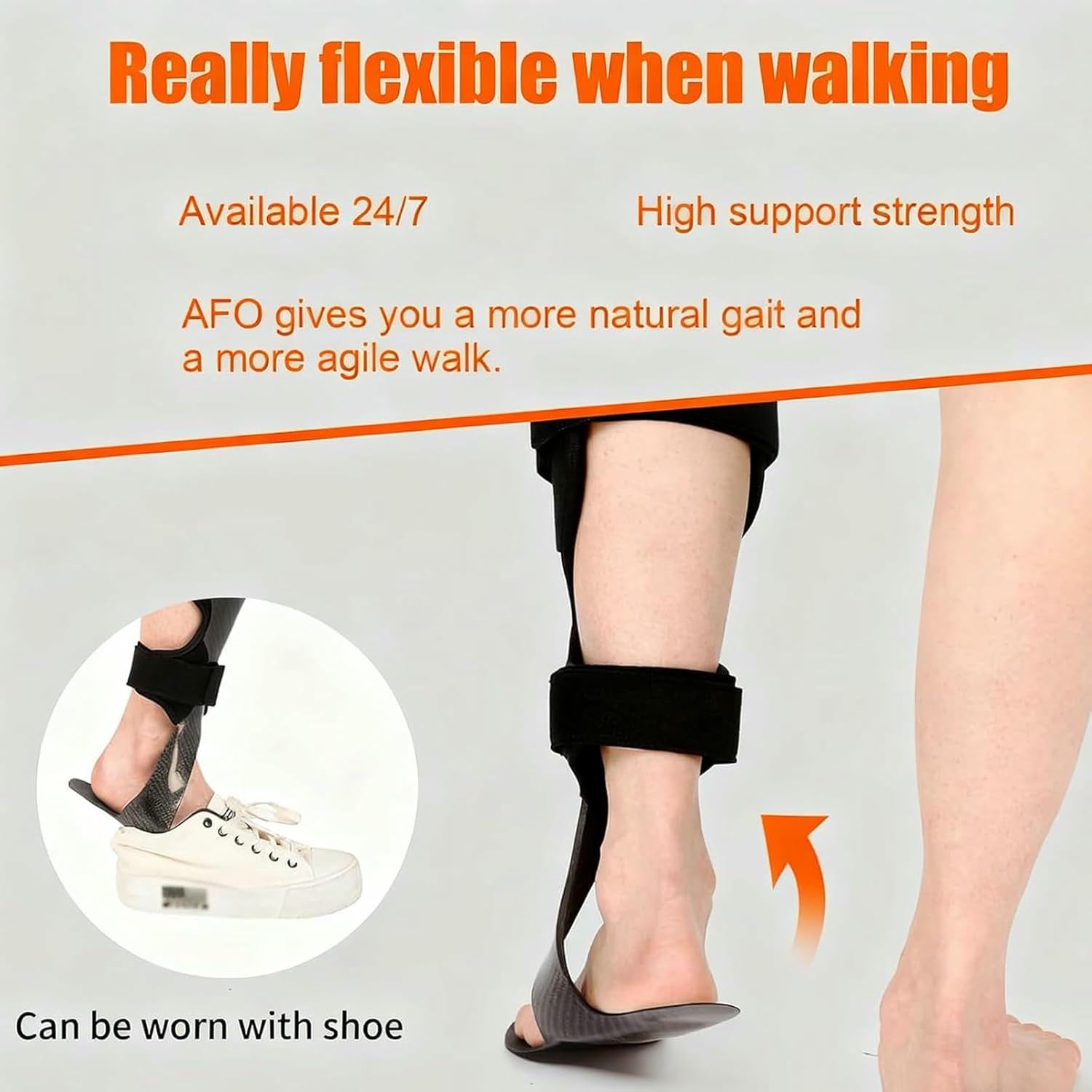 Adjustable Carbon AFO Foot Drop Brace - Customizable Fit for Secure Ankle Support, Men & Women, Ideal for Nerve-Related Foot Drop