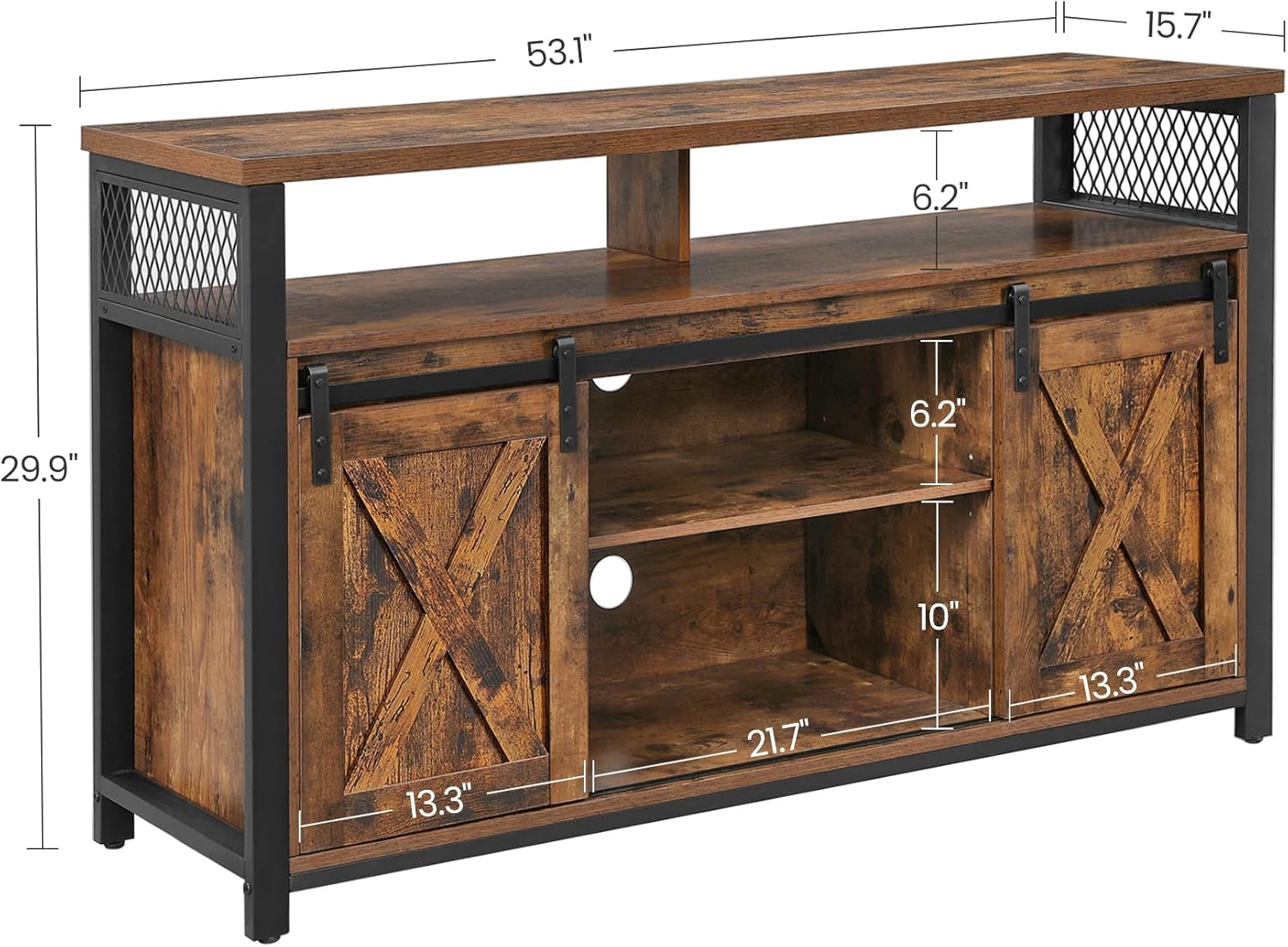 Diagram showing TV size compatibility for the VASAGLE TV Cabinet ULTV46BX