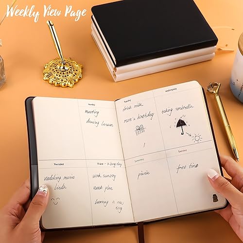 Miniatura 3 de Agenda 2024-2025, agenda semanal y mensual con calcomanías, calendario de cualquier año sin fecha impresa, 4.5 x 6.15 pulgadas (cacao)