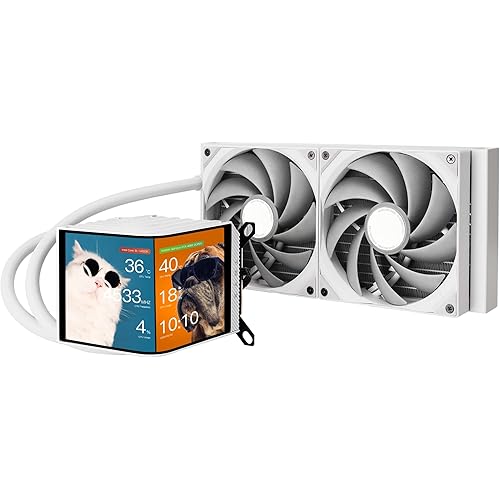 TRYX Panorama 280 White 280mm AIO 6.67'' AMOLED L-Shaped Screen 3D Anamorphic Effect Display Customizable AIO Cooler 280mm 8th Gen Asetek Pump 300w TDP ROTA PRO 140mm Fan LGA 1700/1200/115X AM5/AM4