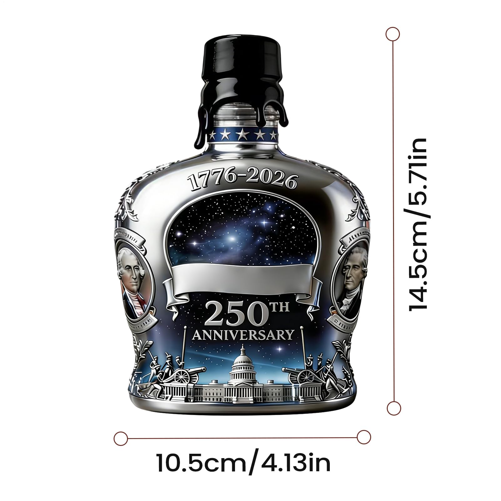 350ml Whiskey Bottle, 250th Ceremony Whiskey Container, Collectible Limited Edition Bourbon Display for Bartenders Collectors Home Bar Party Restaurants Hotels Clubs Shelves Dining Room
