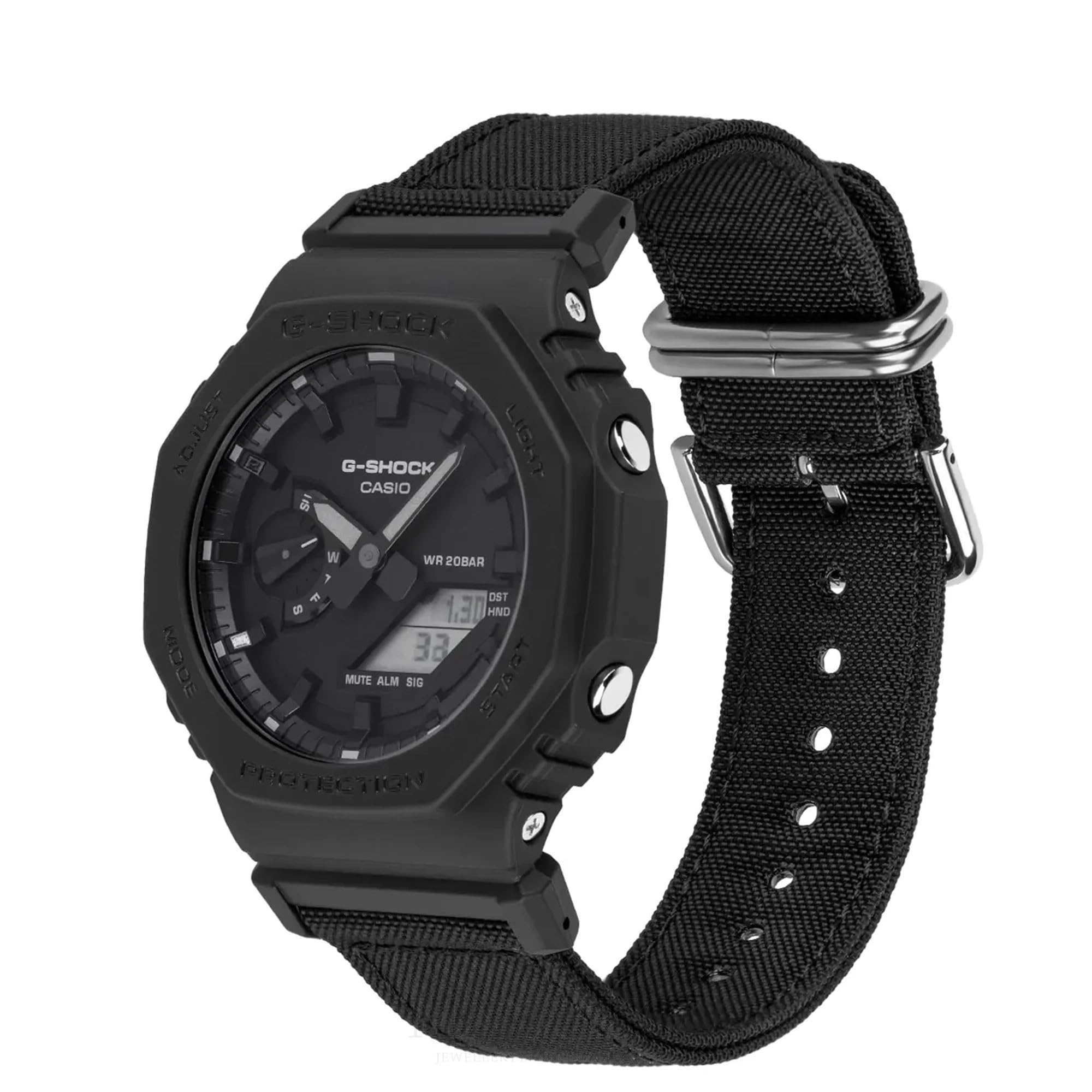Casio Unisex's Analogue-Digital Quartz Watch with Fabric Strap GA-2100BCE-1AER, Black, One Size, Sporty
