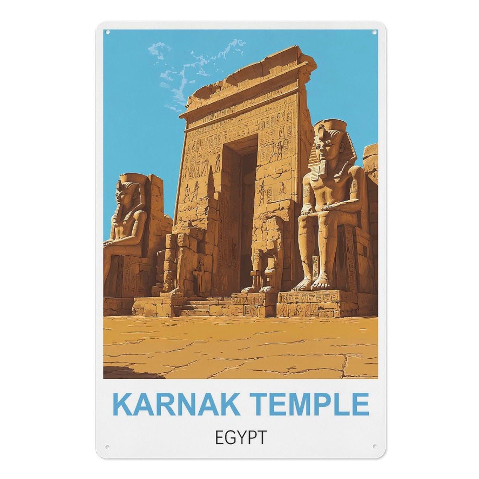 Karnak Temple Egypt Retro Design Tin Paintings Vintage Tin Sign 08x12inch(20x30cm) Wall Art for Home Office Bedroom Living Room Cafes Wall Decor