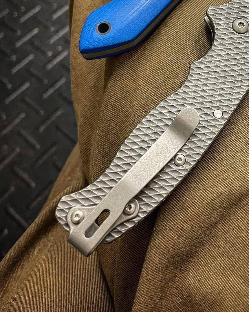 1PC Deep Carry Pocket Clip Fits for Demko AD20 and 20.5, CNC Titanium Standard Back Clip(Silver)