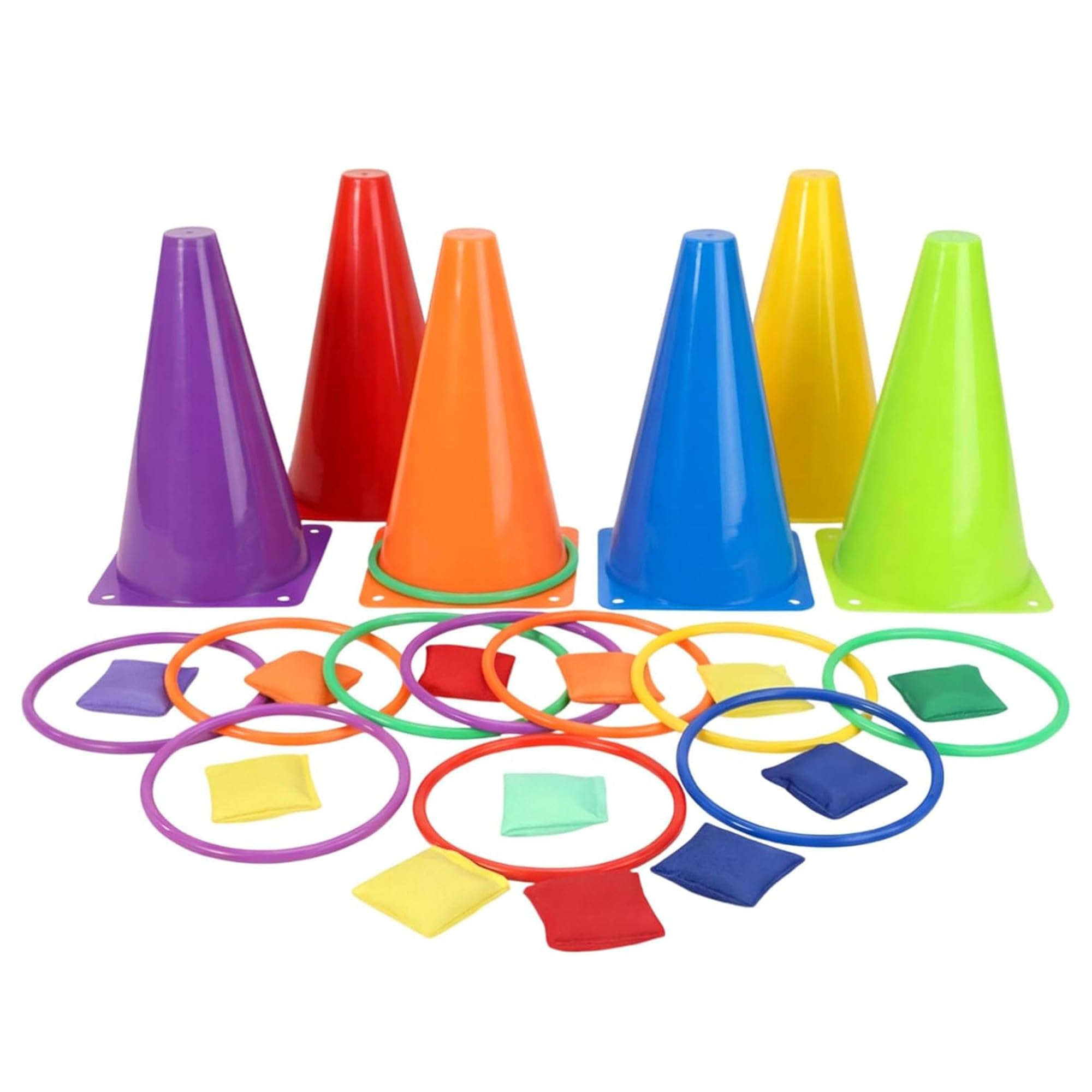 Vinsani 3 IN 1 Plastic Cones Toss Game Set With Beanbags for Outdoor and Indoor Activities, Perfect for Childrens Birthday Parties & Carnival Fun