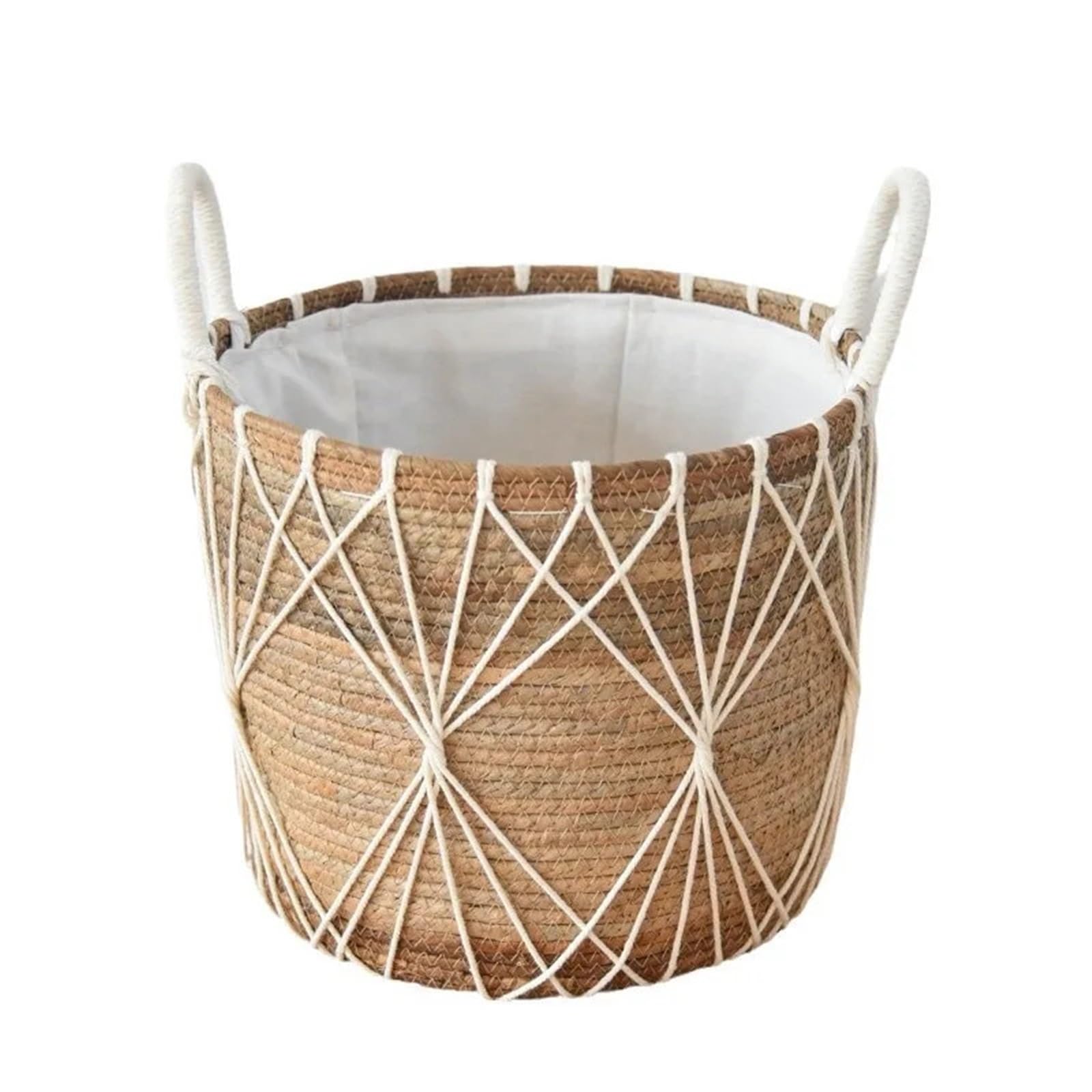 ZUGLQYSX Wicker Plant Pot Seagrass Indoor Planter Basket With Liner, Water Proof Woven Wicker Baskets For Plants, Flower Pot Home Garden Decoration(32CM)