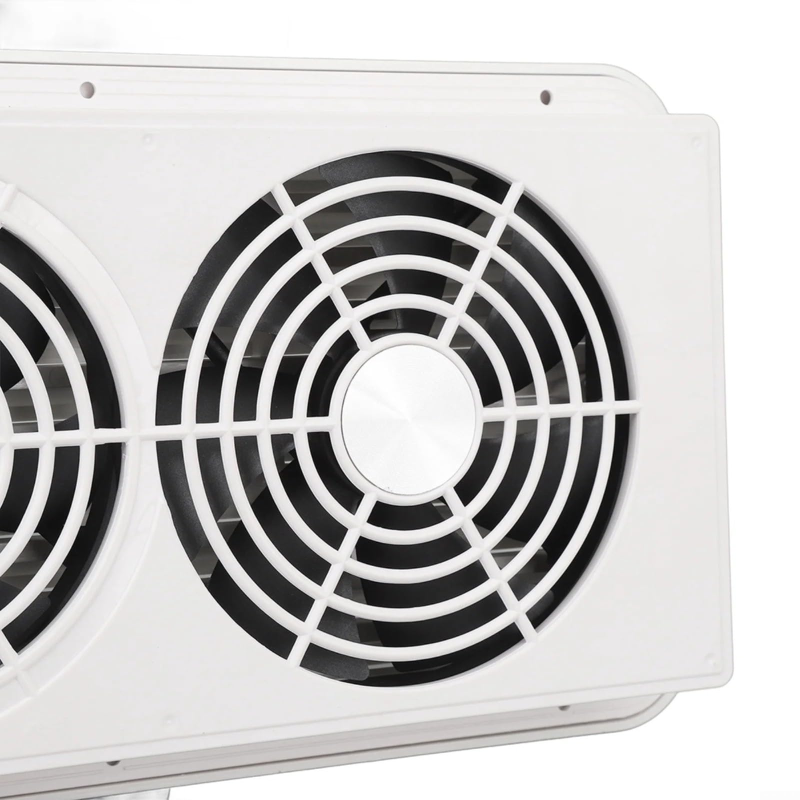 Ventilatore per frigorifero da 12 V, con griglia, 3 ventole in ABS, ventilazione laterale, resistente alle intemperie, silenzioso, per camper, doccia, cucina, magazzino, bianco, dimensioni