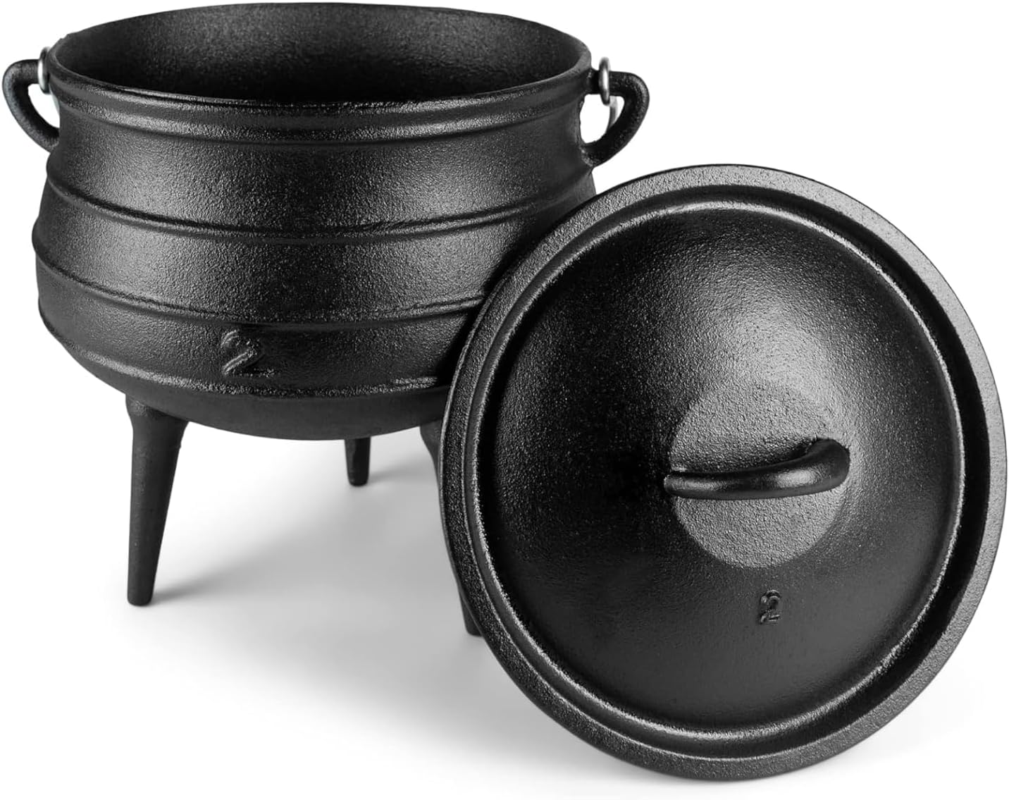 Bruntmor Pre-Seasoned Cast Iron Cauldron - 6 Quart African Potjie Pot with Lid - 3-Legged Dutch Oven for Camping and Over-the-Fire Cooking - Durable Outdoor Cookware for Stews, Chili, and Slow Cooking (6 Quarts) Thumbnail