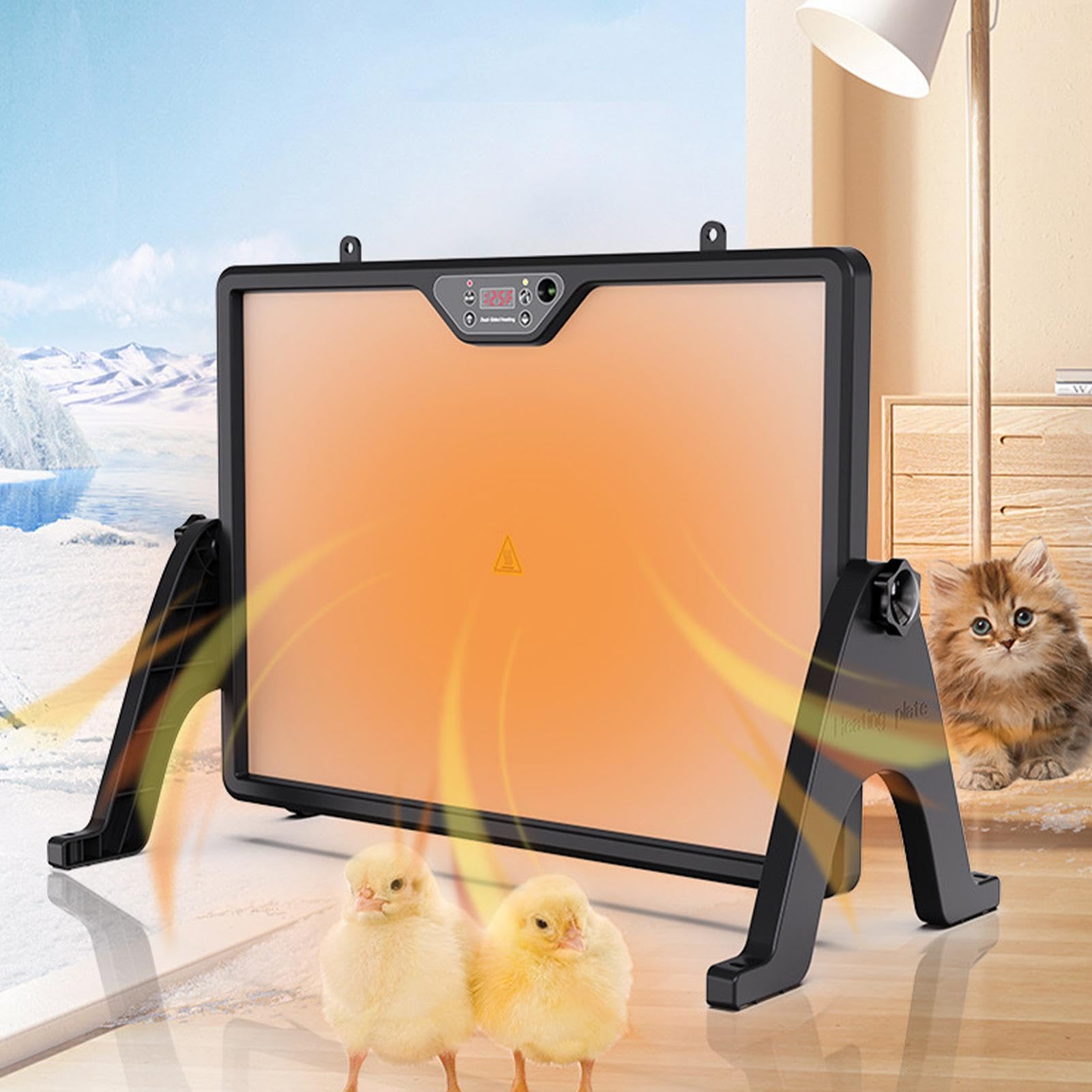Calentador de panel plano para gallinero Función Temporizador y | Gallinero Orificios disipadores de calor, herramienta calefactora, pollos, perros, patos, y otros animales