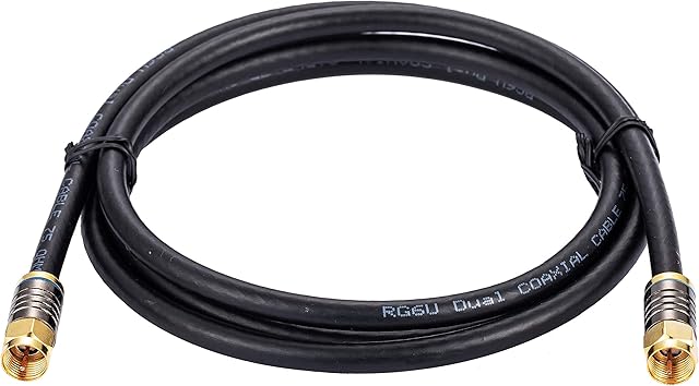 0.5M Black RG6 Coax Cable Dual Shield Outdoor/Indoor Coaxial BNC Extension Wire For Satellite Dish Cable TV Antenna