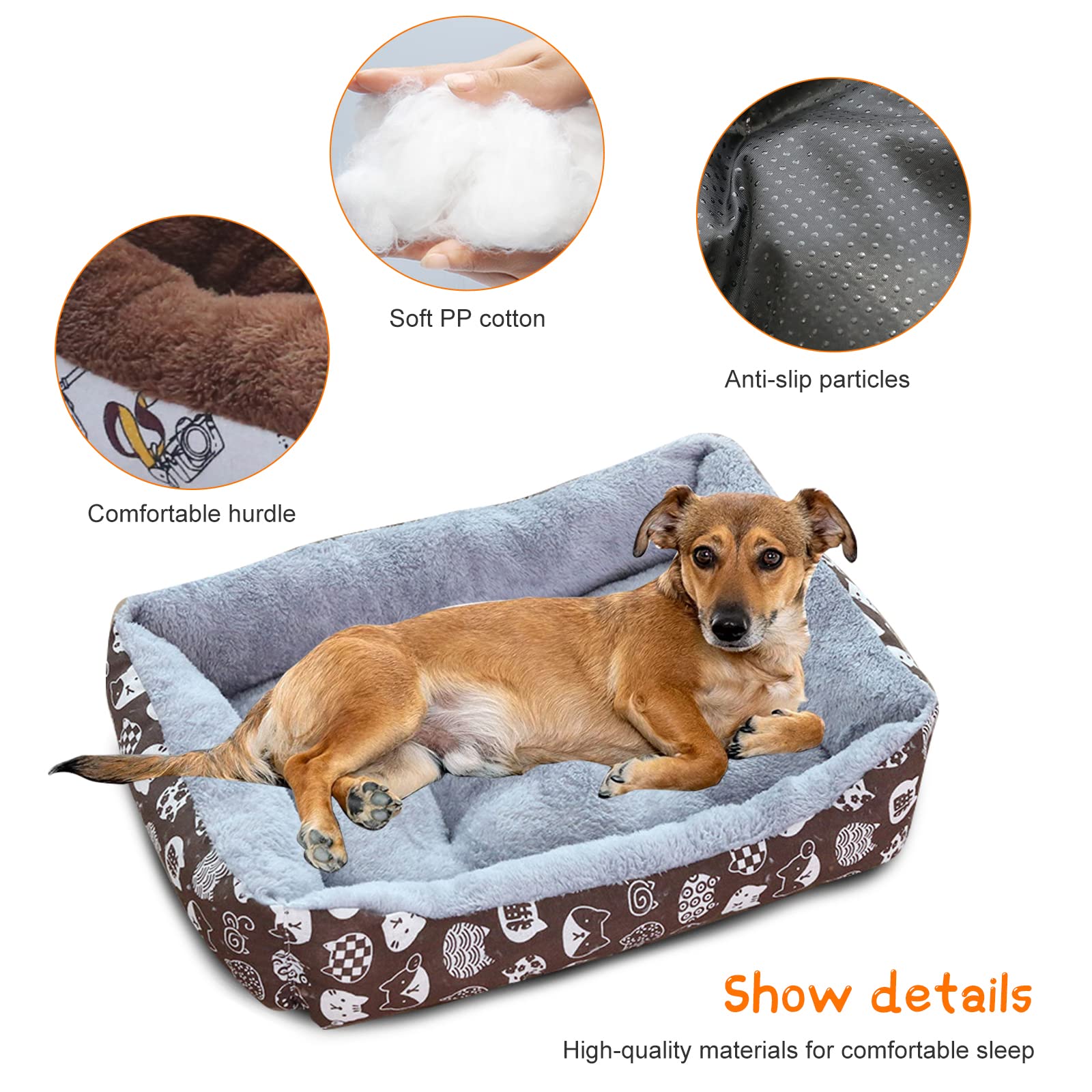 PETCUTE Panier pour Chien Confortable,Lavable Coussin pour Chien et Chats,Lavable en Machine,Lit Douillet pour Animal de Compagnie,Respirant Coussin Chien Lit pour Chien avec Antidérapant Bas