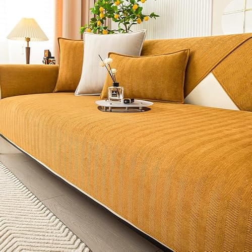 ERTsrhFD Herringbone Chenille Non Slip Sofa Slipcover Soft and Fuzzy Couch Cover for Ultimate Comfort and Furniture Protection(Orange,90 * 120cm/35.5 * 47inch)