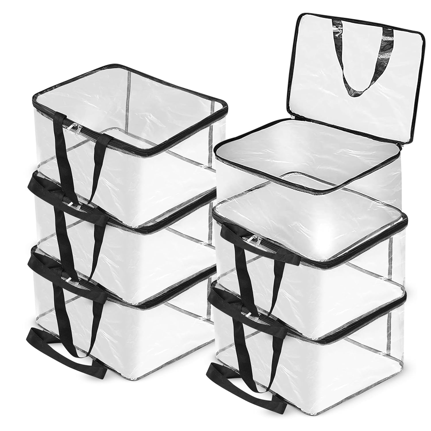 HOMFIL Brand - LAXIS Pack of 6 Transparent Storage Bag for Saree Covers, Clothes, Lehenga, Blankets, Bedsheets, Toys, Docs| Wardrobe Organizer| Clear Storage Box Bag - Plastic, 40x32 Cm-image-31