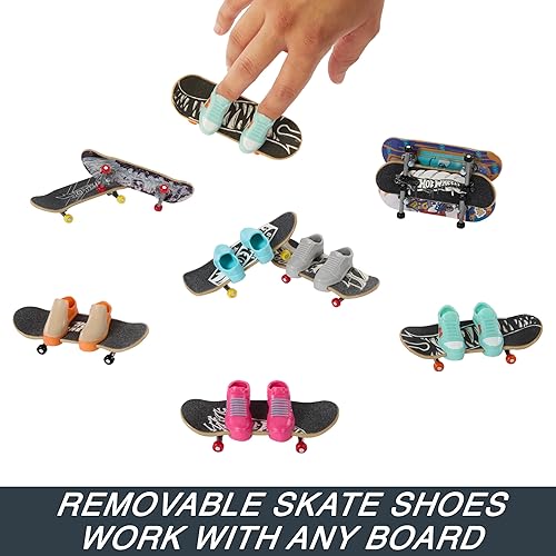 Miniatura 4 de Hot Wheels Skate - Juego de 10 patinetas para dedos con 5 pares de zapatos de patinaje extraíbles con gráficos temáticos (exclusivo de Tienda)