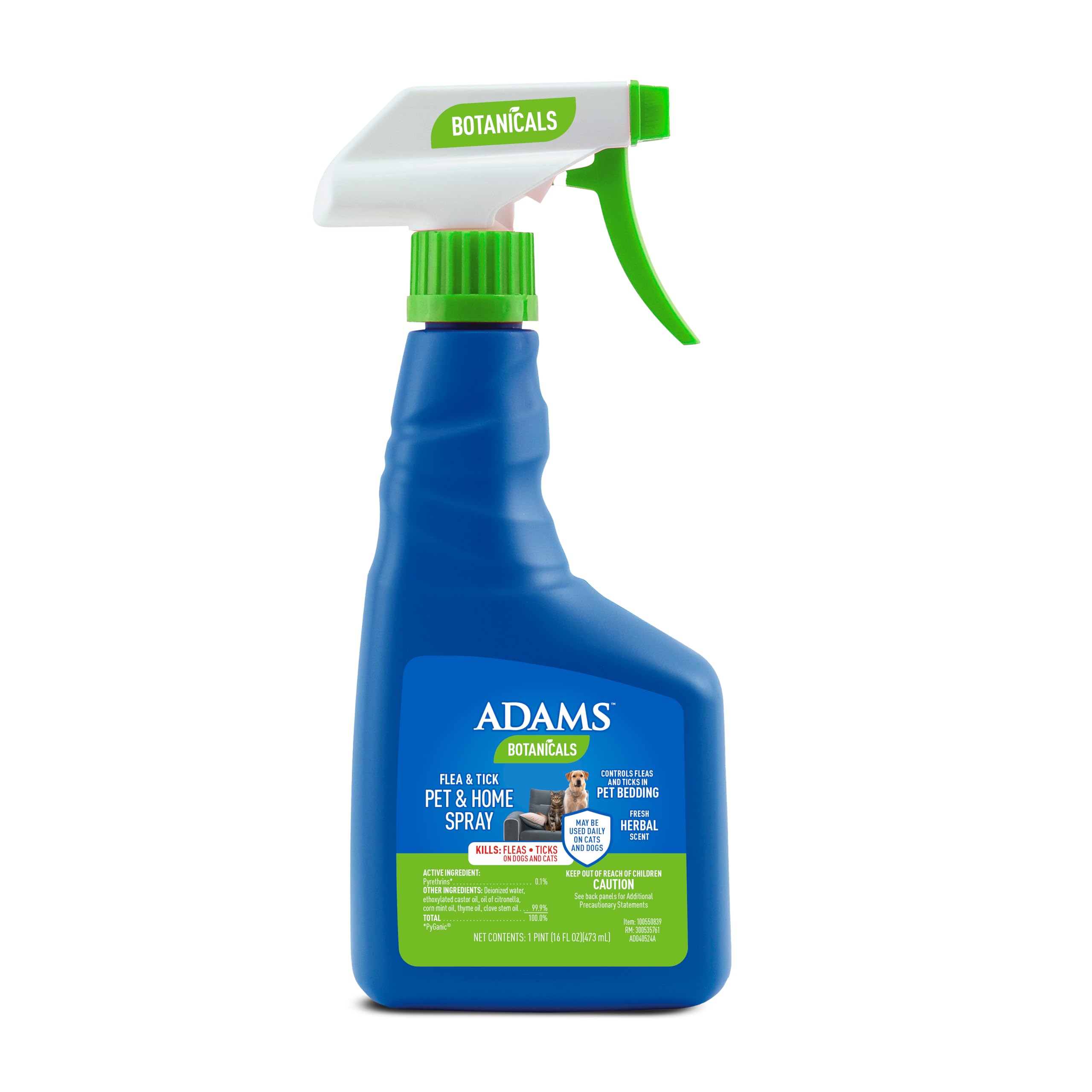 ADAMS Botanicals Flea & Tick Pet & Home Spray, for Dogs, Cats and Home, 16 oz