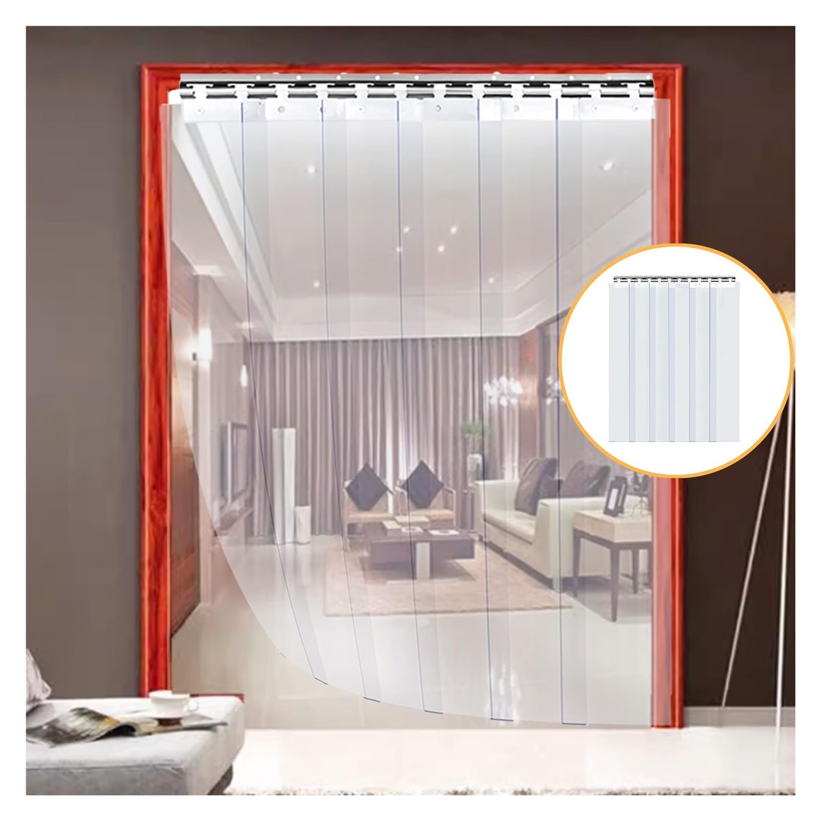 FBHappiness Plastic Vinyl PVC Strip Door Curtain Clear Door Strip Kit for Freezer Cooler Home Mall Warehouse Soundproof Thermal Insulated (Color : Clear, Size : 90x220cm/35.43x86.61in)