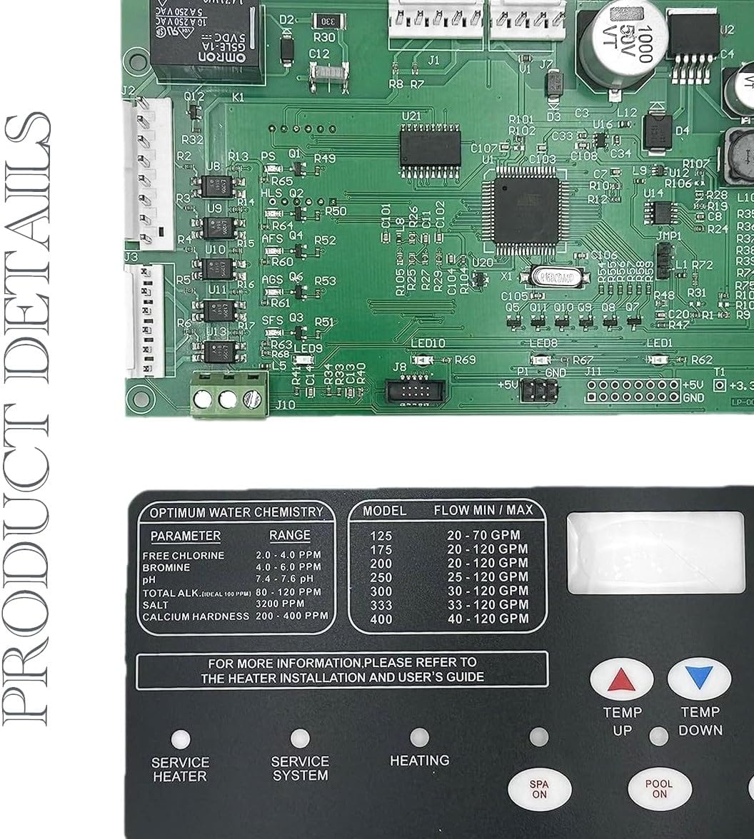 RQG 42002-0007S Control Board Kit with 472610Z Switch Pad, Fits Pentair MasterTemp 200 250 300 400, Fits Sta-Rite Max-E-Therm SR200 SR33 SR400, All NA & LP Series Pool Spa Heater