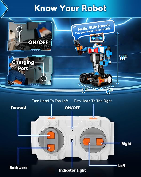 HBUDS Robot Building Kits for Kids, Stem Toys for Boys Age 8-12, APP & Remote Control Educational Coding Building Sets, Programmable Robot for Kids, Rechargeable Robotic Kit Gifts for Girls Boys by HBUDS - Image 5