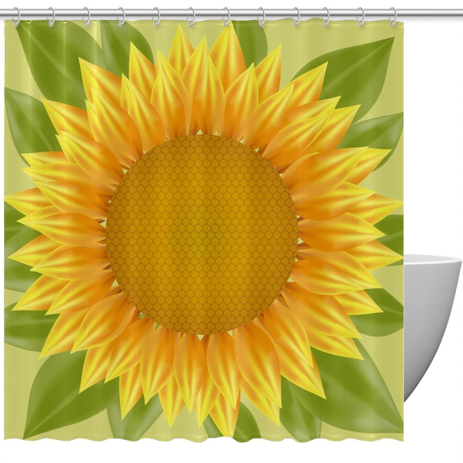 Rideau de douche tournesol aquarelle pour illuminer votre salle de bain nature