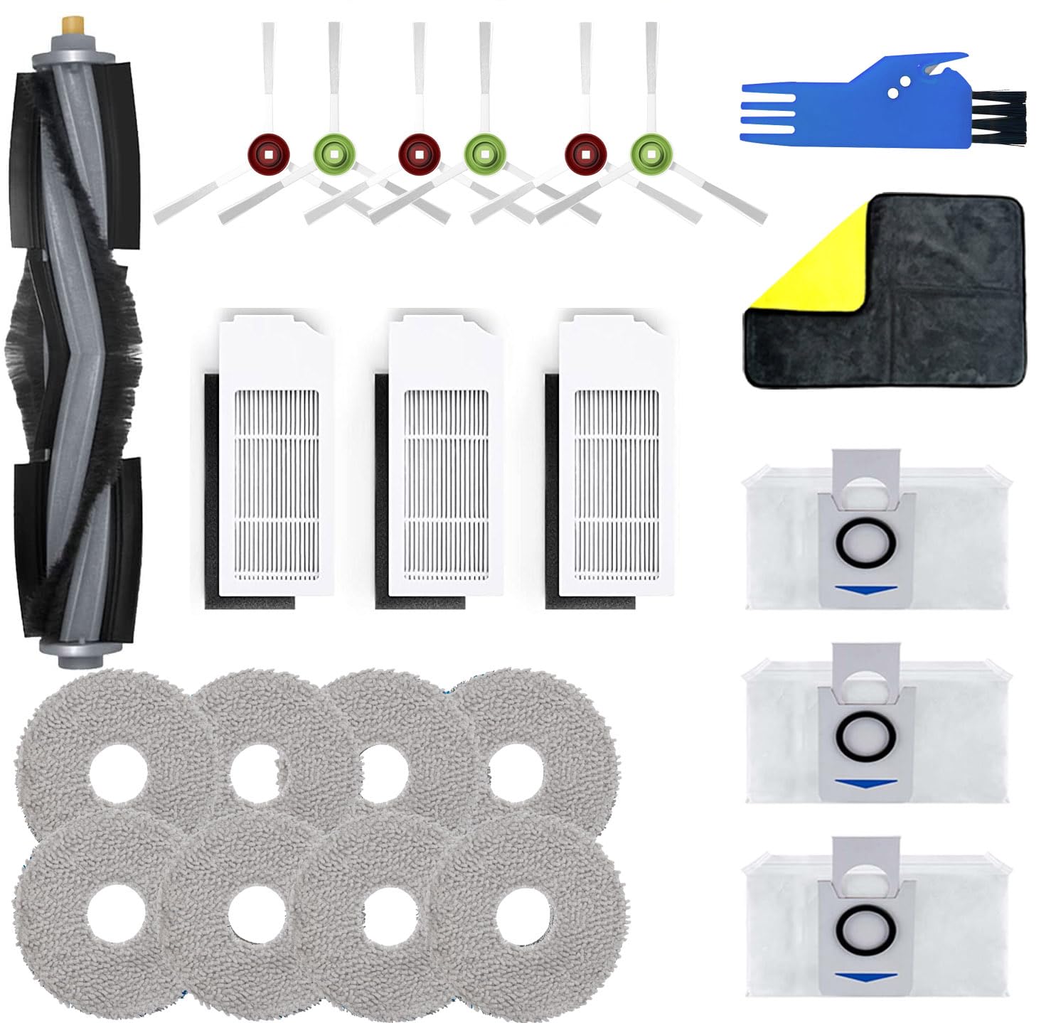 Kit Accessoires Ecovacs Deebot X1 Omni / Turbo - 1 Brosse Principale, 4 Latérales, 4 Serpillières, 2 Filtres