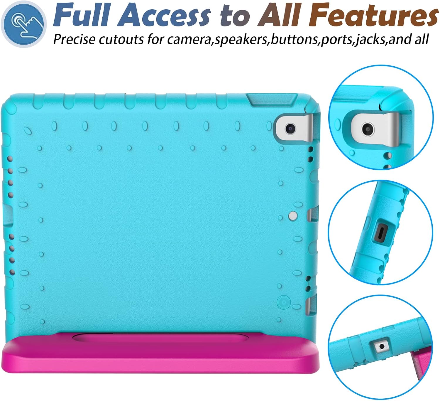 LTROP New iPad 9th Generation Case 2021, iPad 8th/7th Generation Case for Kids, iPad 10.2 Case 2021/2020/2019, Shockproof Handle Stand Kids Case for iPad 9th/8th/7th Gen 10.2-inch, Teal and Rose