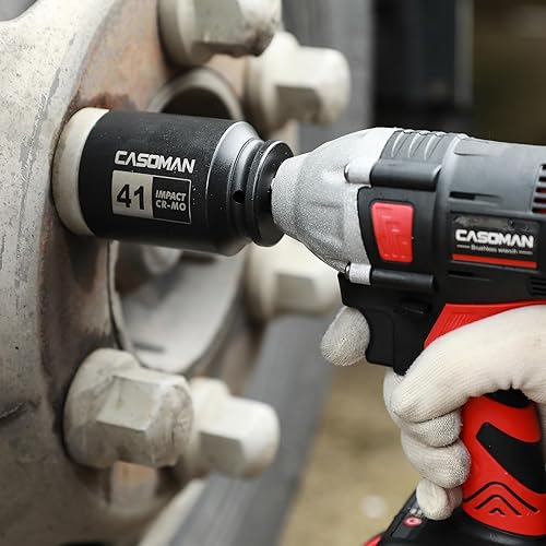 Miniatura 101 de CASOMAN 1/2" Drive x 1.417 in Deep 12 PT Socket Impacto, CR-MO, 1/2" Drive 12 Point Axle Nut Socket para una fácil extracción de las tuercas del eje