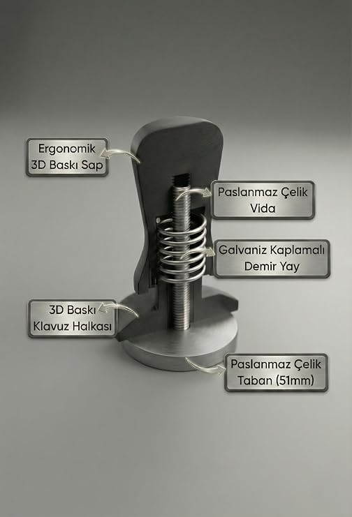 51mm Çelik Tabanlı Akıllı Espresso Tamper - Kendinden Hizalamalı Yaylı Tamper