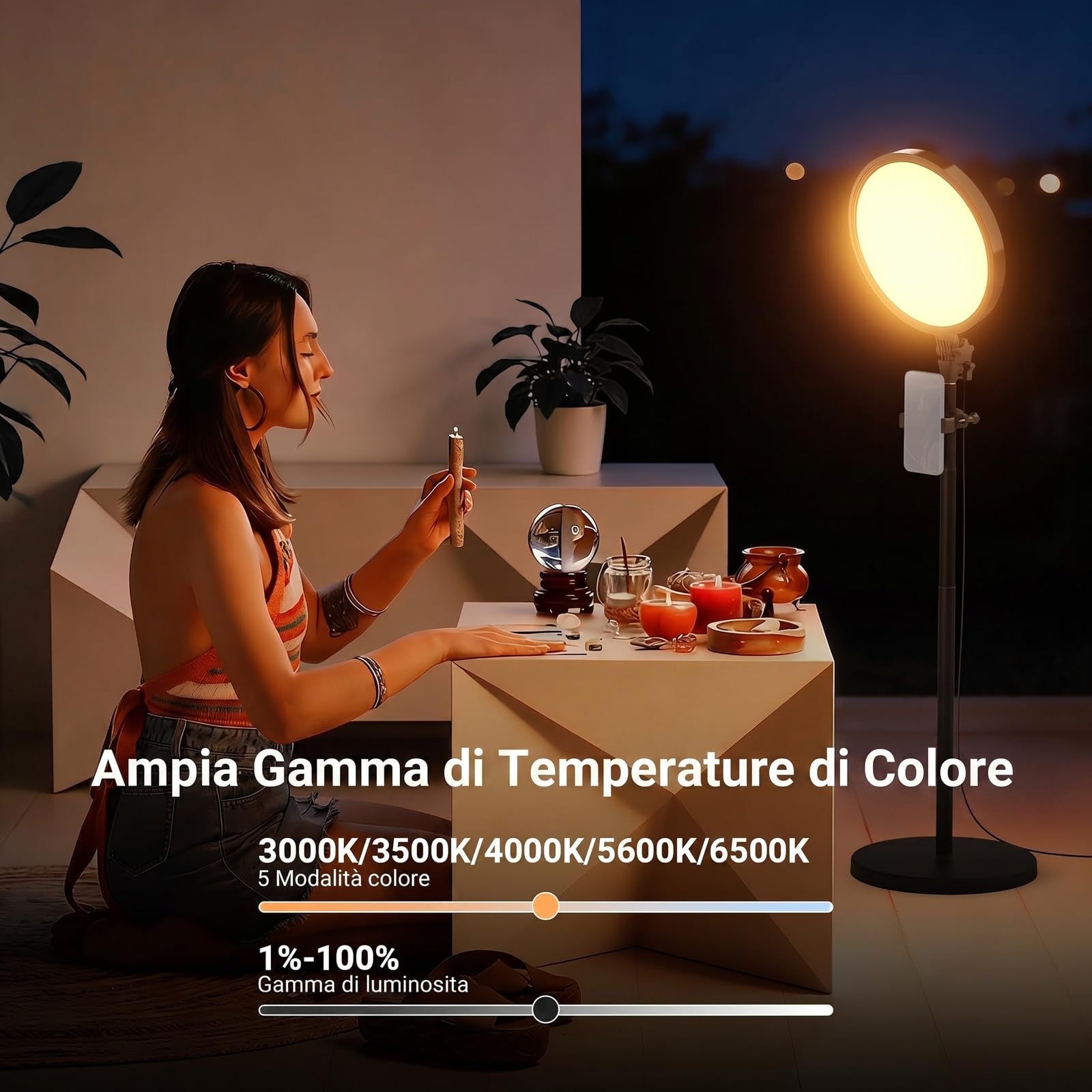 NEEWER BASICS Ring Light Grande da 13" 45W con Supporto 66", Luce Pannello LED a Schermo Intero 3000K-6500K CRI95+ con Porta Telefono/Telecomando per Video Selfie Streaming Trucco Studio Foto, BR45B