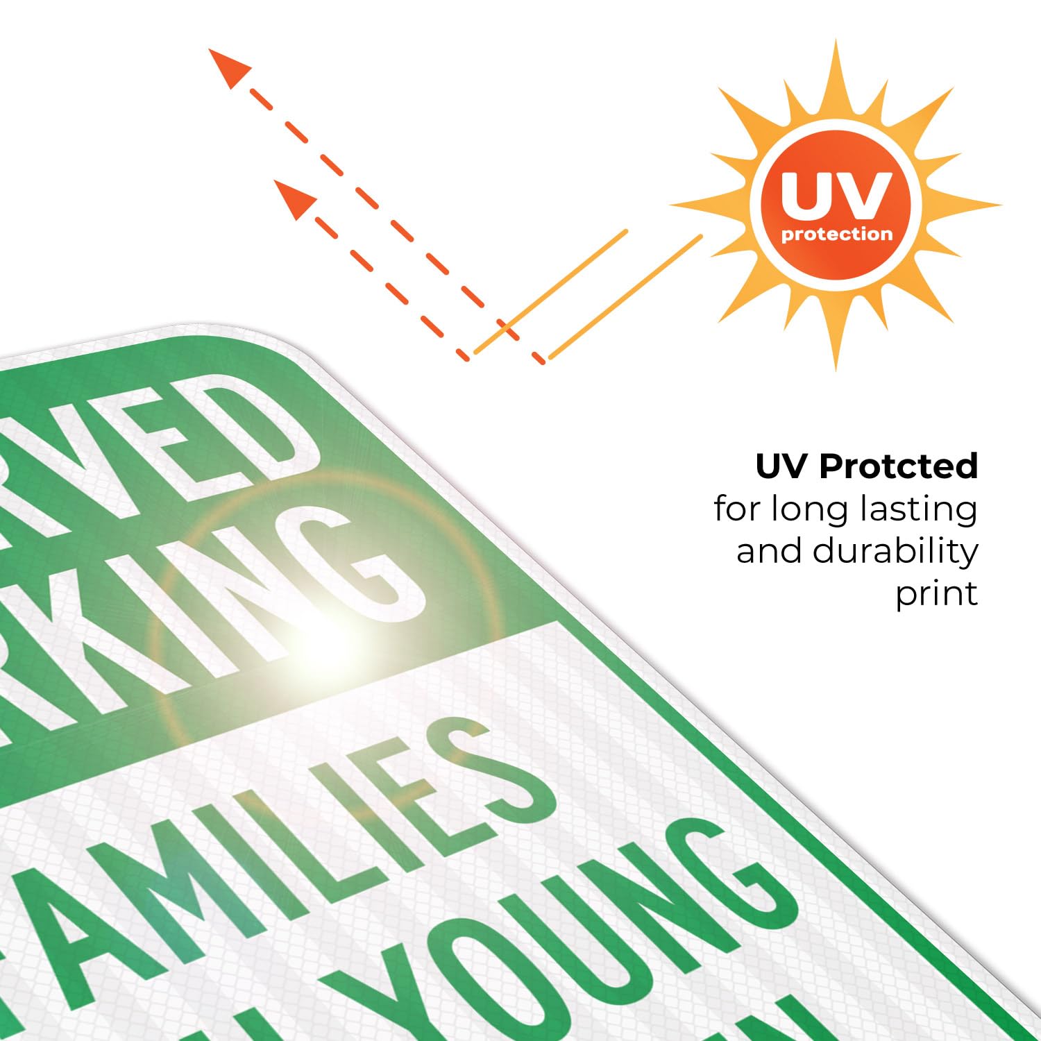 Reserved Parking Families with Young Children Sign, 12x18 Inches, 3M EGP Reflective .063 Aluminum, Fade Resistant, Made in USA